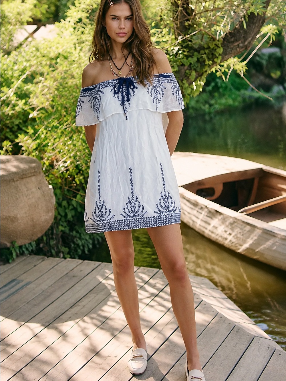 NWT Lisa & Lucy New York Off-Shoulder Embroidered Mini Dress Size S